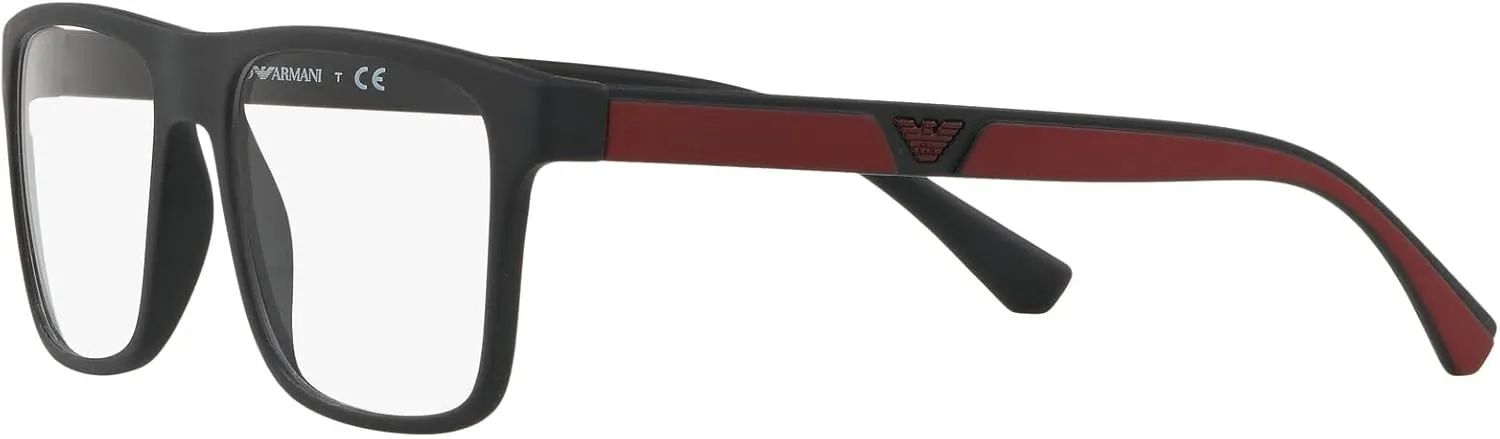 Emporio Armani Men's Ea4115 Prescription Eyewear Frames with Two Interchangeable Sun Clip-ons Rectangular