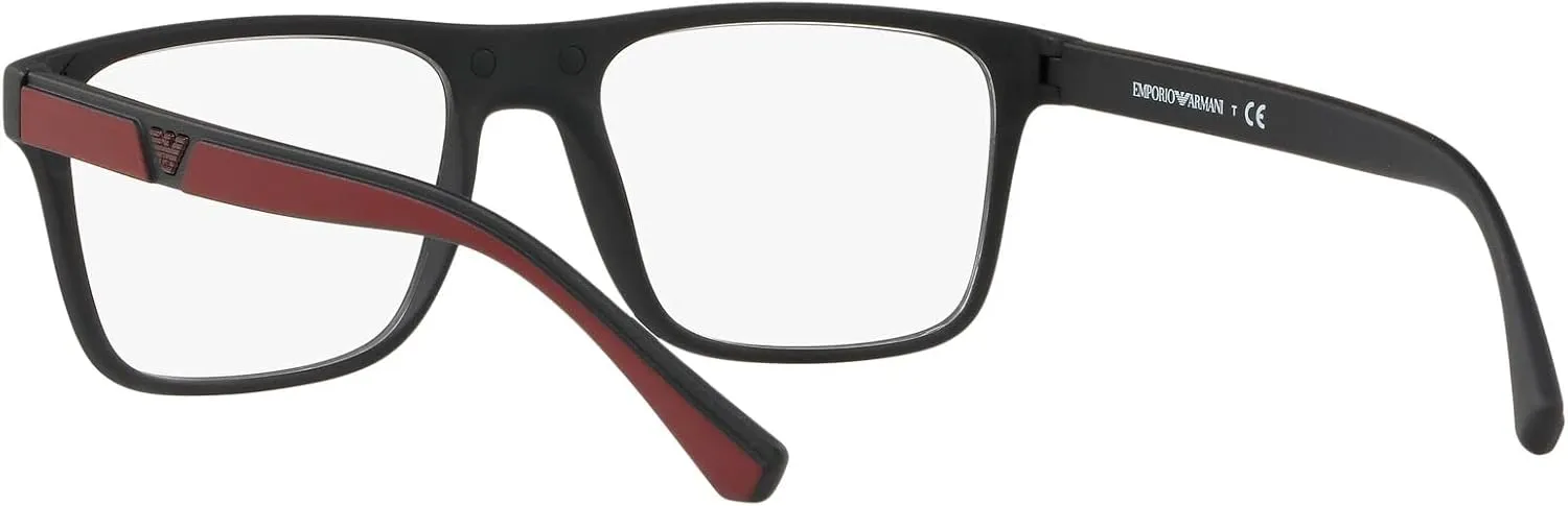 Emporio Armani Men's Ea4115 Prescription Eyewear Frames with Two Interchangeable Sun Clip-ons Rectangular