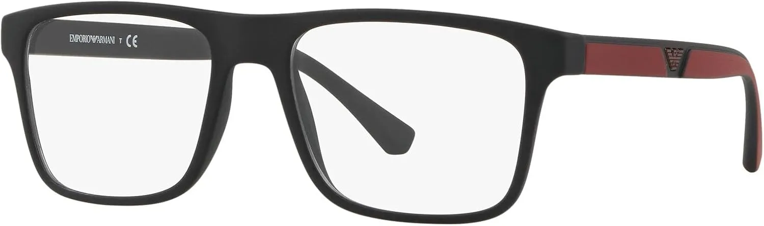 Emporio Armani Men's Ea4115 Prescription Eyewear Frames with Two Interchangeable Sun Clip-ons Rectangular
