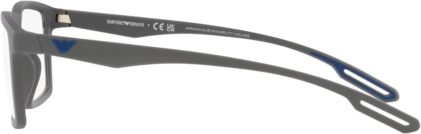 Emporio Armani Men's Ea4189u Universal Fit Prescription Eyewear Frames with Two Interchangeable Sun Clip-ons Rectangular