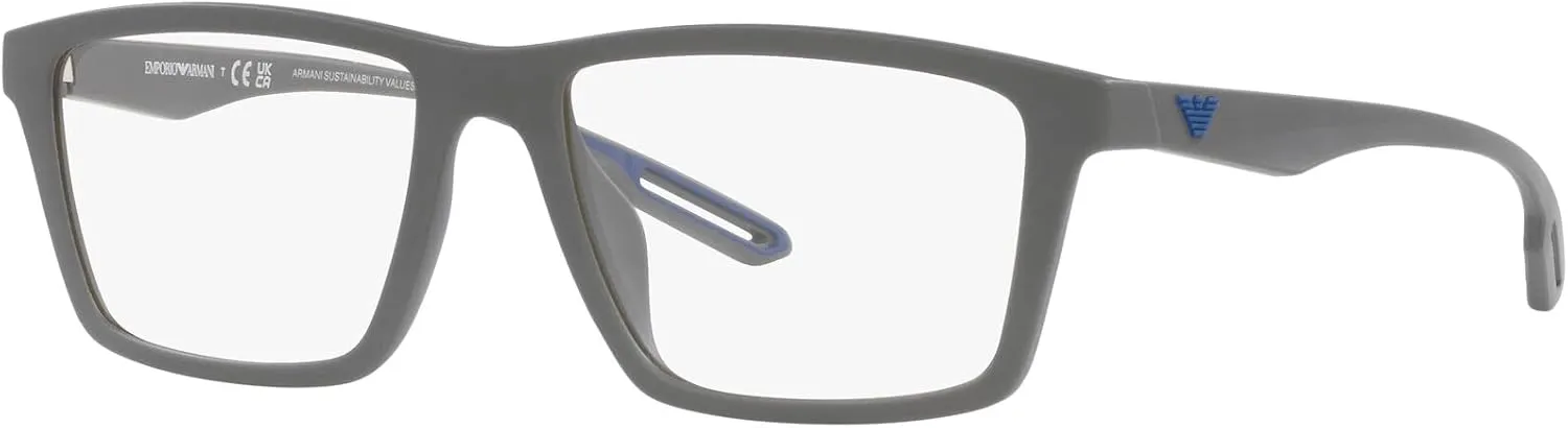 Emporio Armani Men's Ea4189u Universal Fit Prescription Eyewear Frames with Two Interchangeable Sun Clip-ons Rectangular