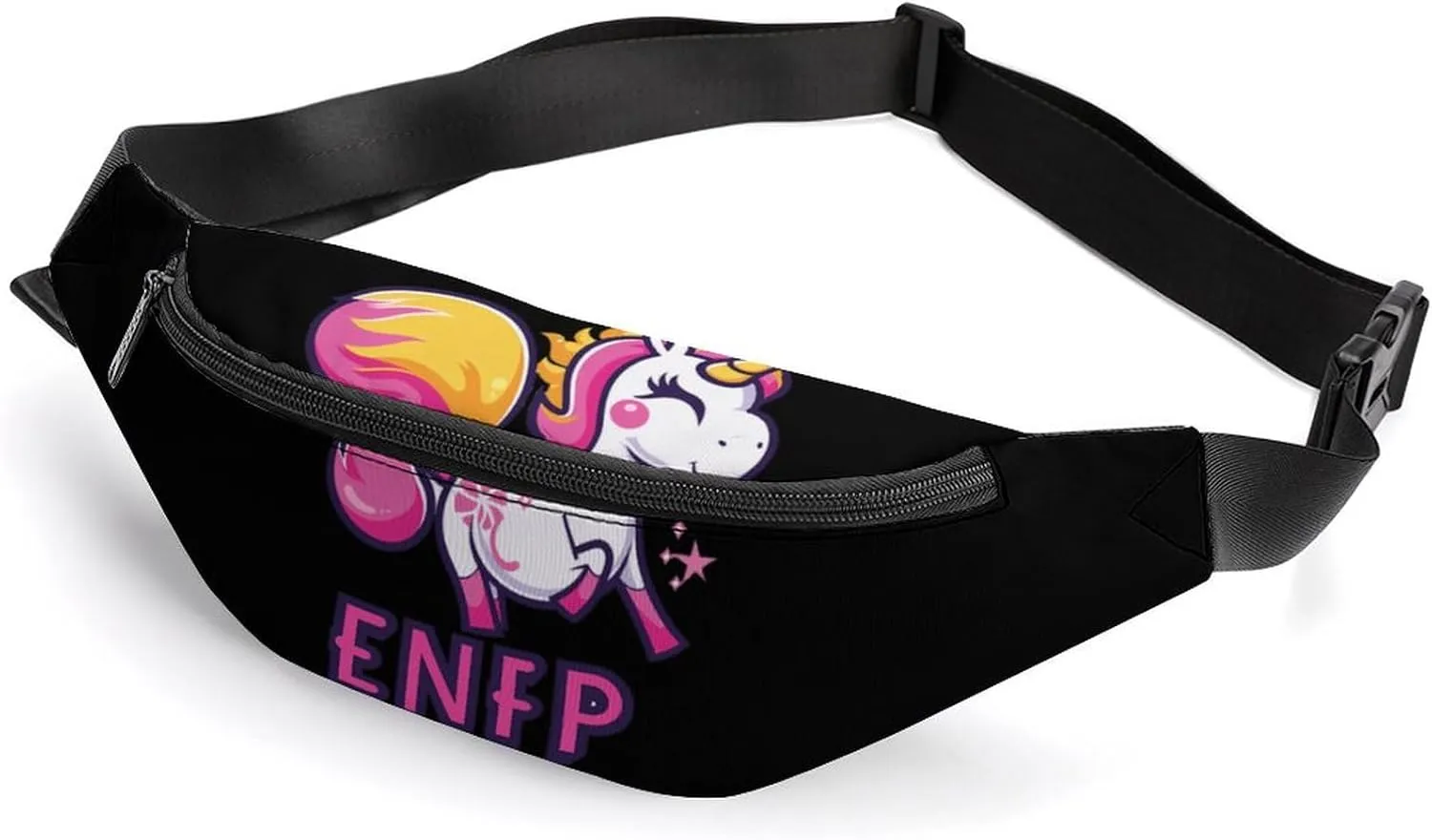 ENFP MBTI Happy Unicorrn Crossbody Fanny Pack Waist Packs Adjustable Shoulder Bags Sling Bag for Hiking Running Cycling