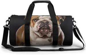English Bulldog Gym Bag Small Travel Duffle Bag with Compartment Carry On Weekender Bag for Women Men