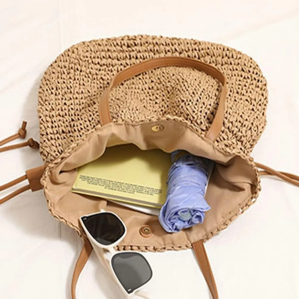 Epsion 2025 Woven Tote Bag for Women Summer Handbag Chic Handle Purse Shoulder Beach Casual Hobo Bag