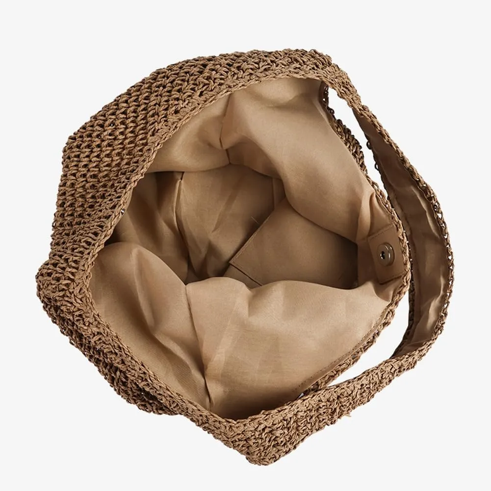 Epsion 2025 Woven Tote Bag for Women Summer Handbag Chic Handle Purse Shoulder Beach Casual Hobo Bag
