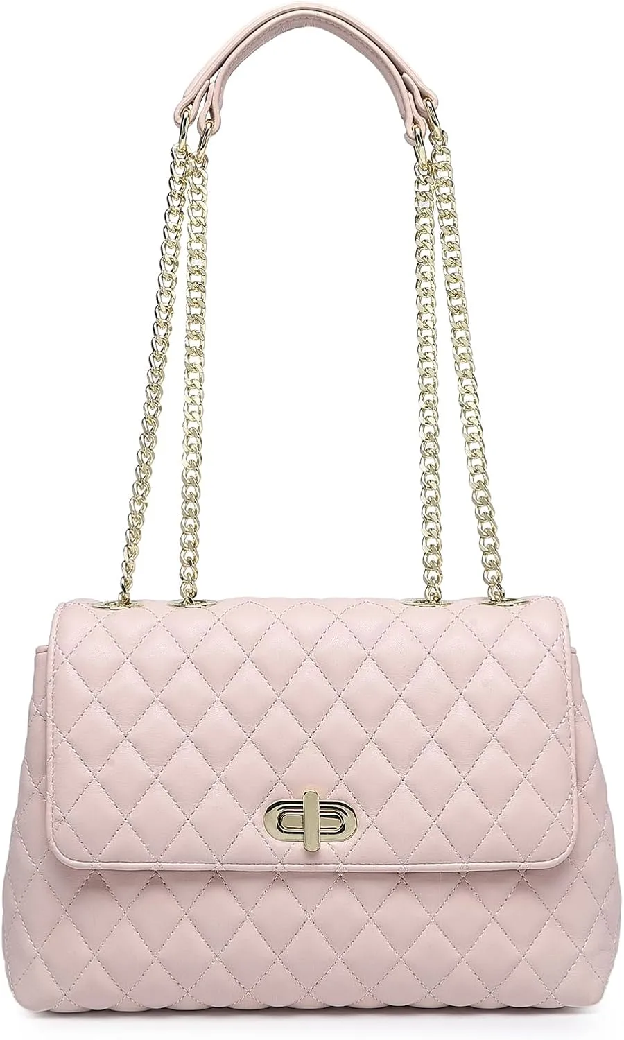 ER.Roulour Quilted Crossbody Bags for Women, Trendy Roomy Shoulder Handbags with Flap Gold Hardware Chain Purses Shoulder Bag