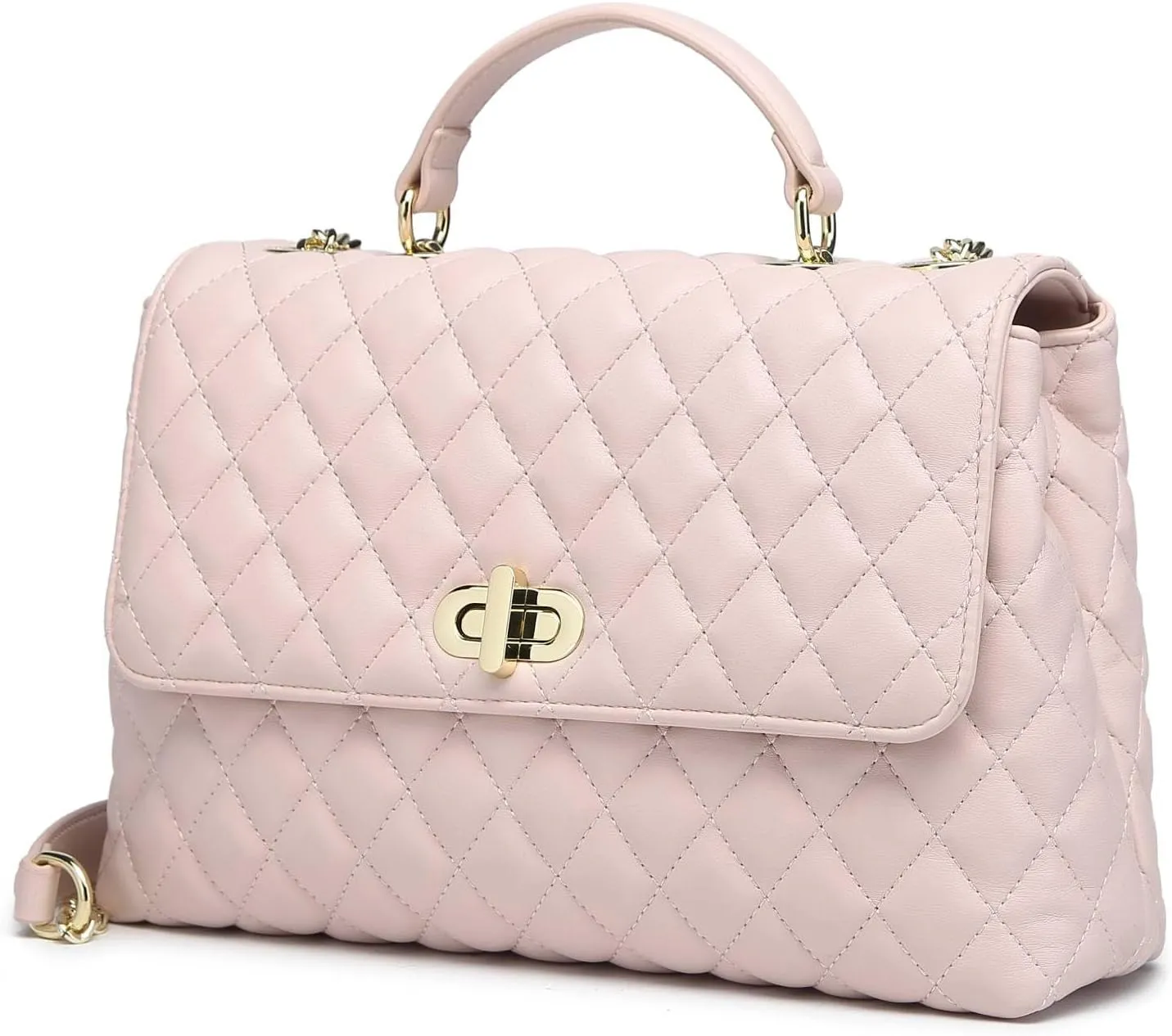 ER.Roulour Quilted Crossbody Bags for Women, Trendy Roomy Shoulder Handbags with Flap Gold Hardware Chain Purses Shoulder Bag