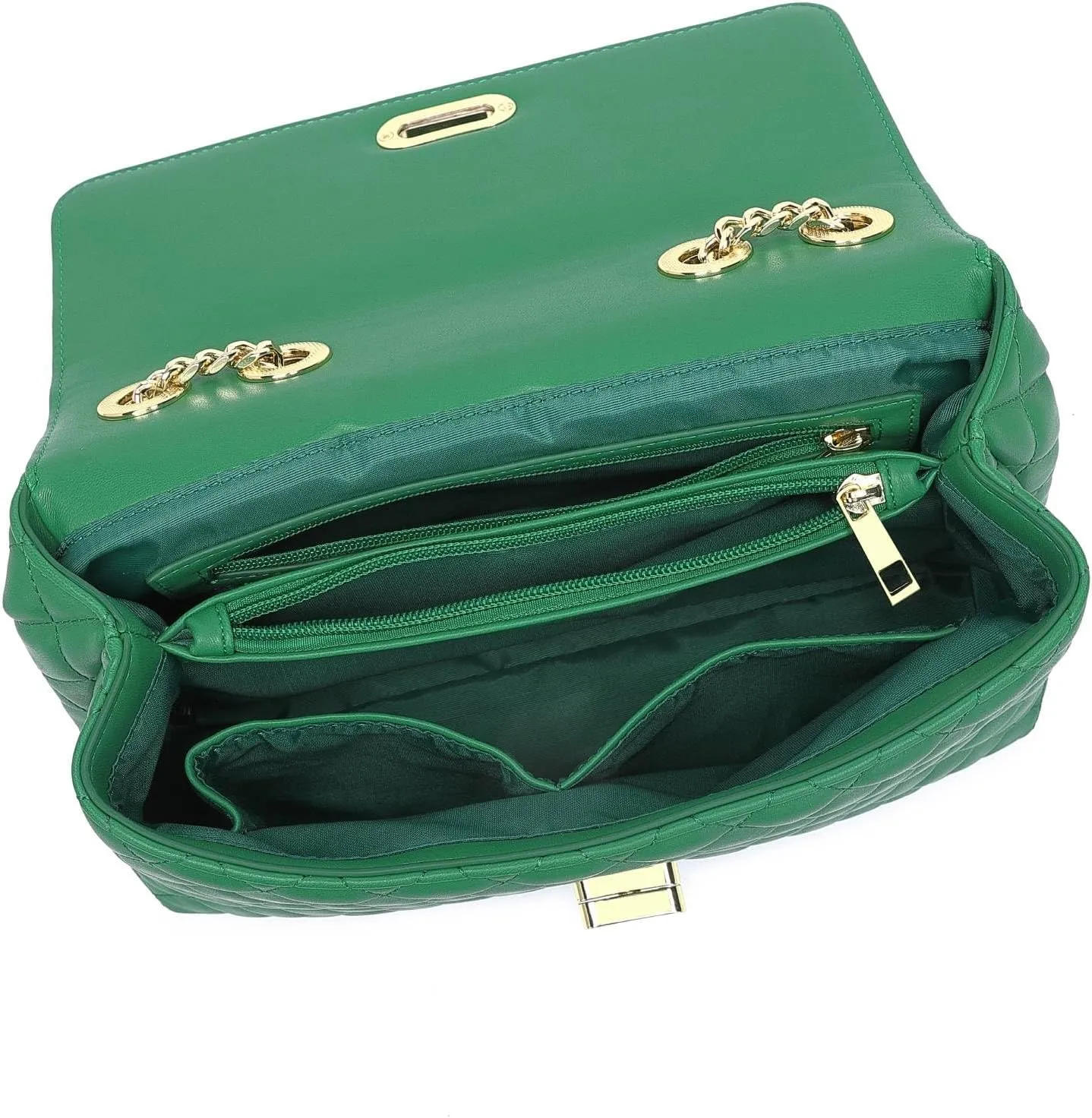 ER.Roulour Quilted Crossbody Bags for Women, Trendy Roomy Shoulder Handbags with Flap Gold Hardware Chain Purses Shoulder Bag
