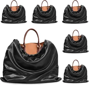 Ersmak 6 Pack Dust Bags for Handbags - Black Silk Dust Cover Bag for Purses Shoes - Satin Drawstring Dustproof Bags for Travel Storage - 19.7 x 15.7 In