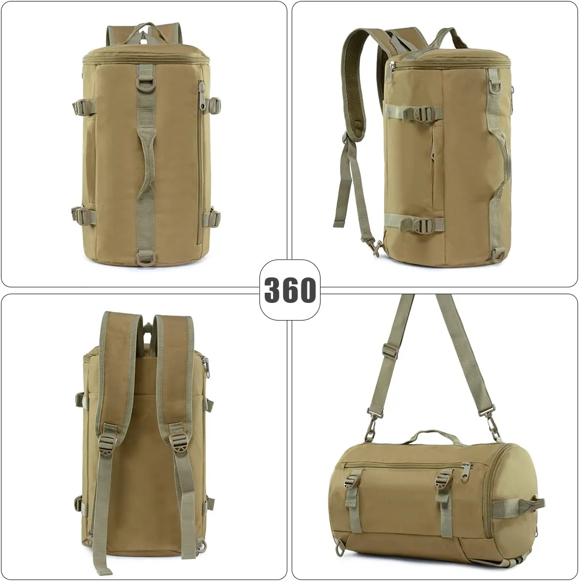 Eshow Canvas Travel Duffel Bgas, Weekender Backpack for Men Women Canvas Duffel Backpacks, Convertible Travel Backpack Shoulder Bag