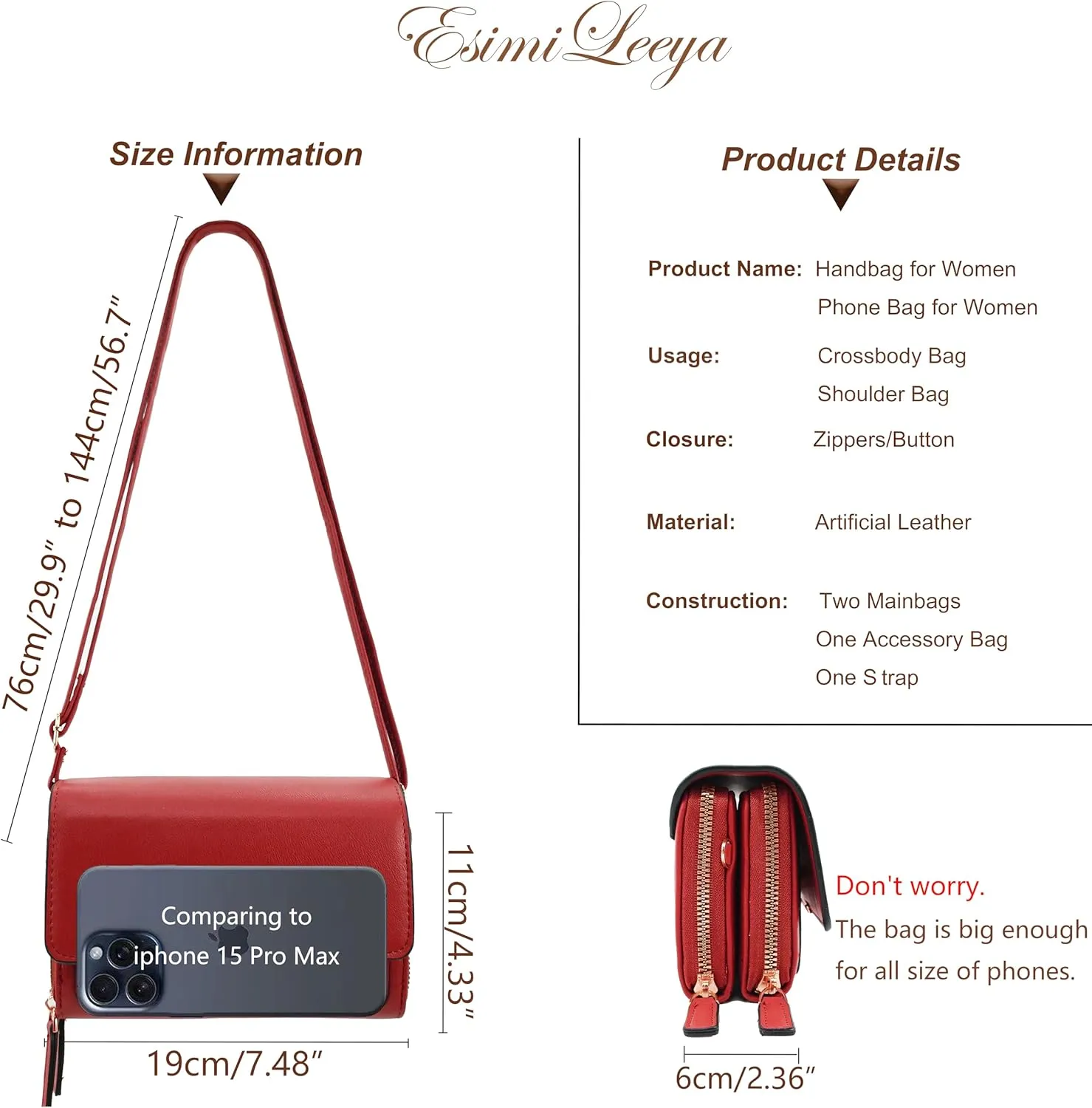 Esimileeya Compact Small Crossbody Bags for Women Trendy Clutch Handbag Purses for Women Lady Cell Phone Wallet Shoulder Bag