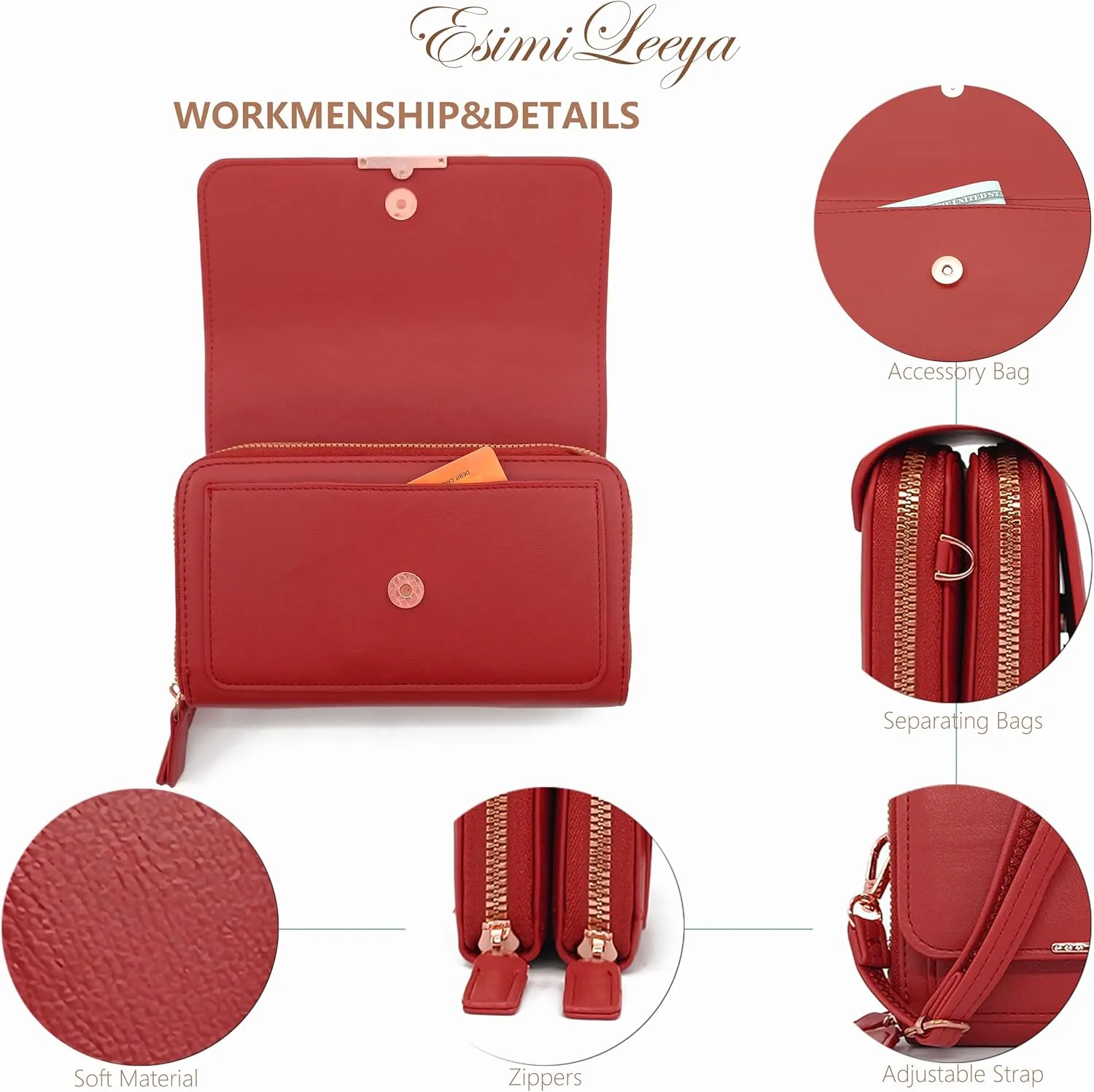Esimileeya Compact Small Crossbody Bags for Women Trendy Clutch Handbag Purses for Women Lady Cell Phone Wallet Shoulder Bag