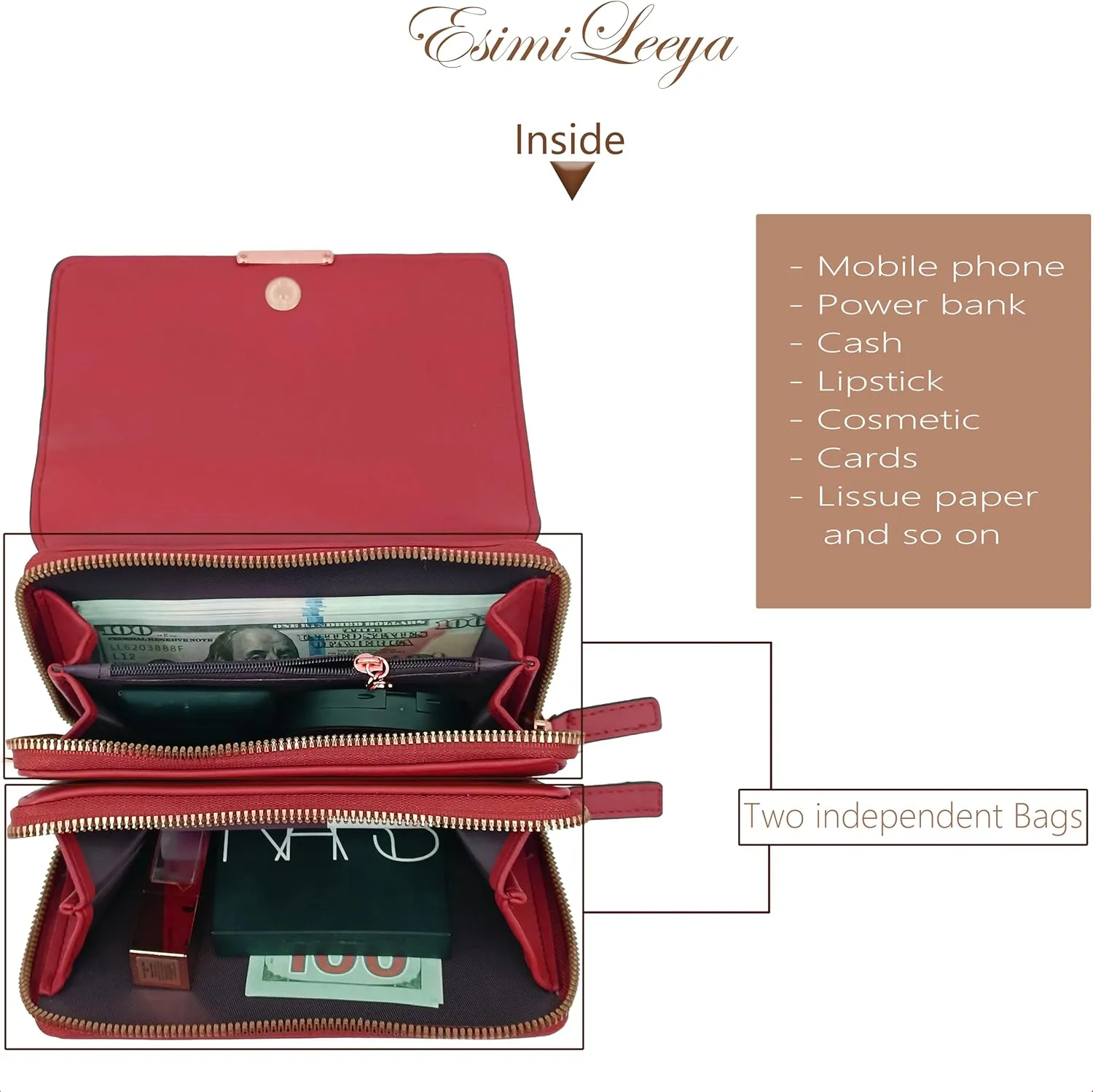 Esimileeya Compact Small Crossbody Bags for Women Trendy Clutch Handbag Purses for Women Lady Cell Phone Wallet Shoulder Bag
