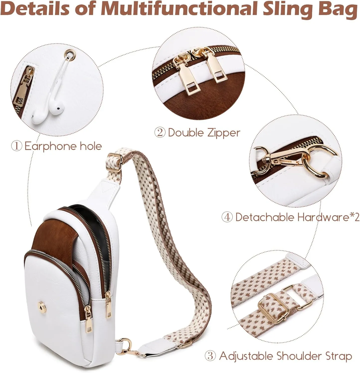 Eslcorri Small Sling Bag for Women Trendy - Crossbody Fanny Packs for Women Leather Multipurpose Cross Body Belt Chest Bag Anti Theft Sling Purse with Adjustable Strap for Casual Travel Shopping