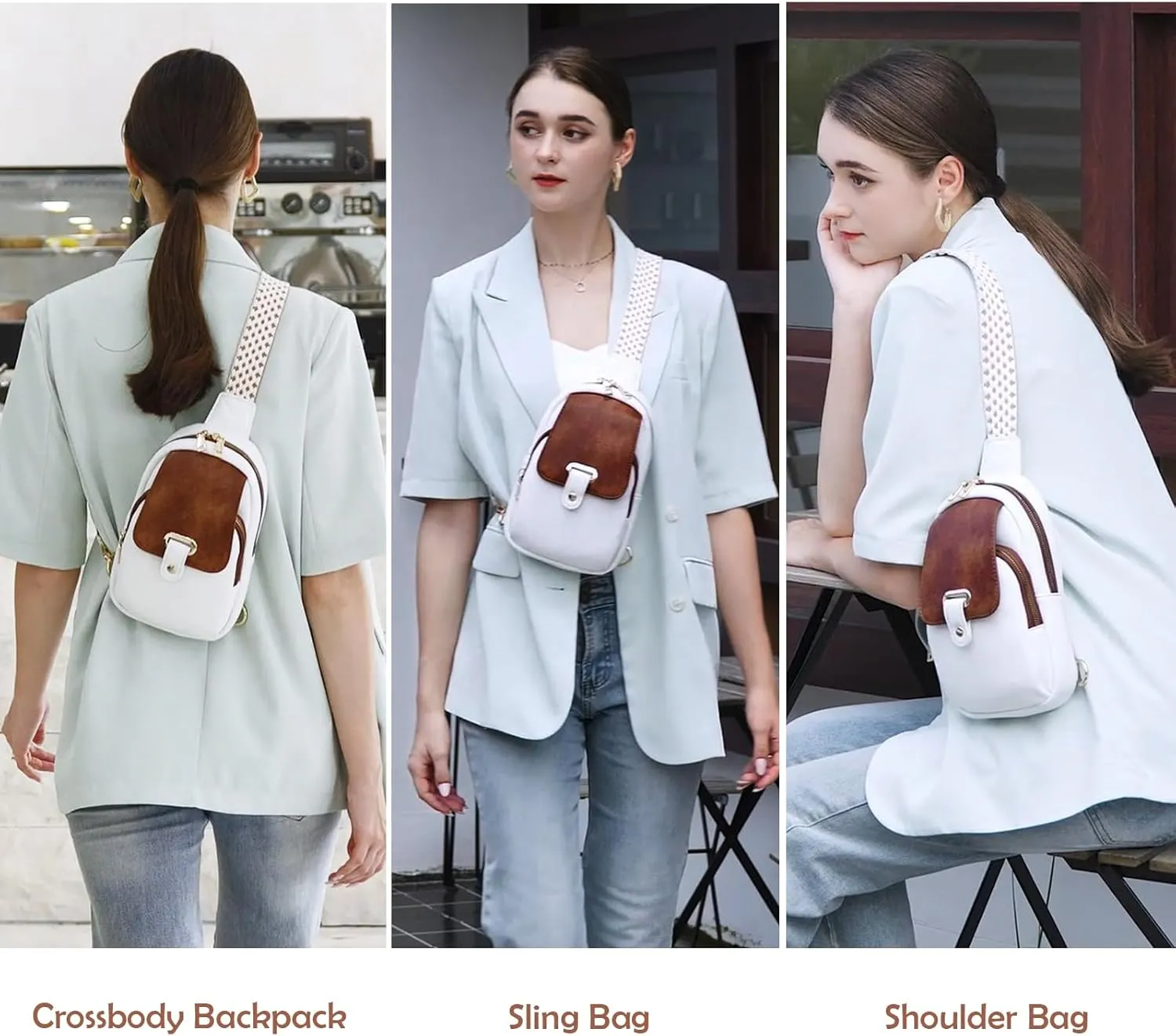 Eslcorri Small Sling Bag for Women Trendy - Crossbody Fanny Packs for Women Leather Multipurpose Cross Body Belt Chest Bag Anti Theft Sling Purse with Adjustable Strap for Casual Travel Shopping