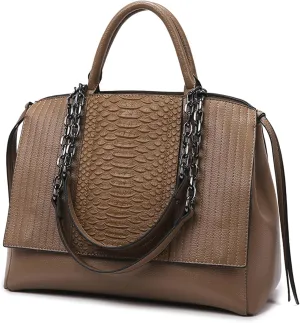 Eslcorri Women Top Handle Tote Bags Crocodile Ladies Satchel Chain Purse Medium Shoulder Handbag PU Leather Elegant Hobo Bag