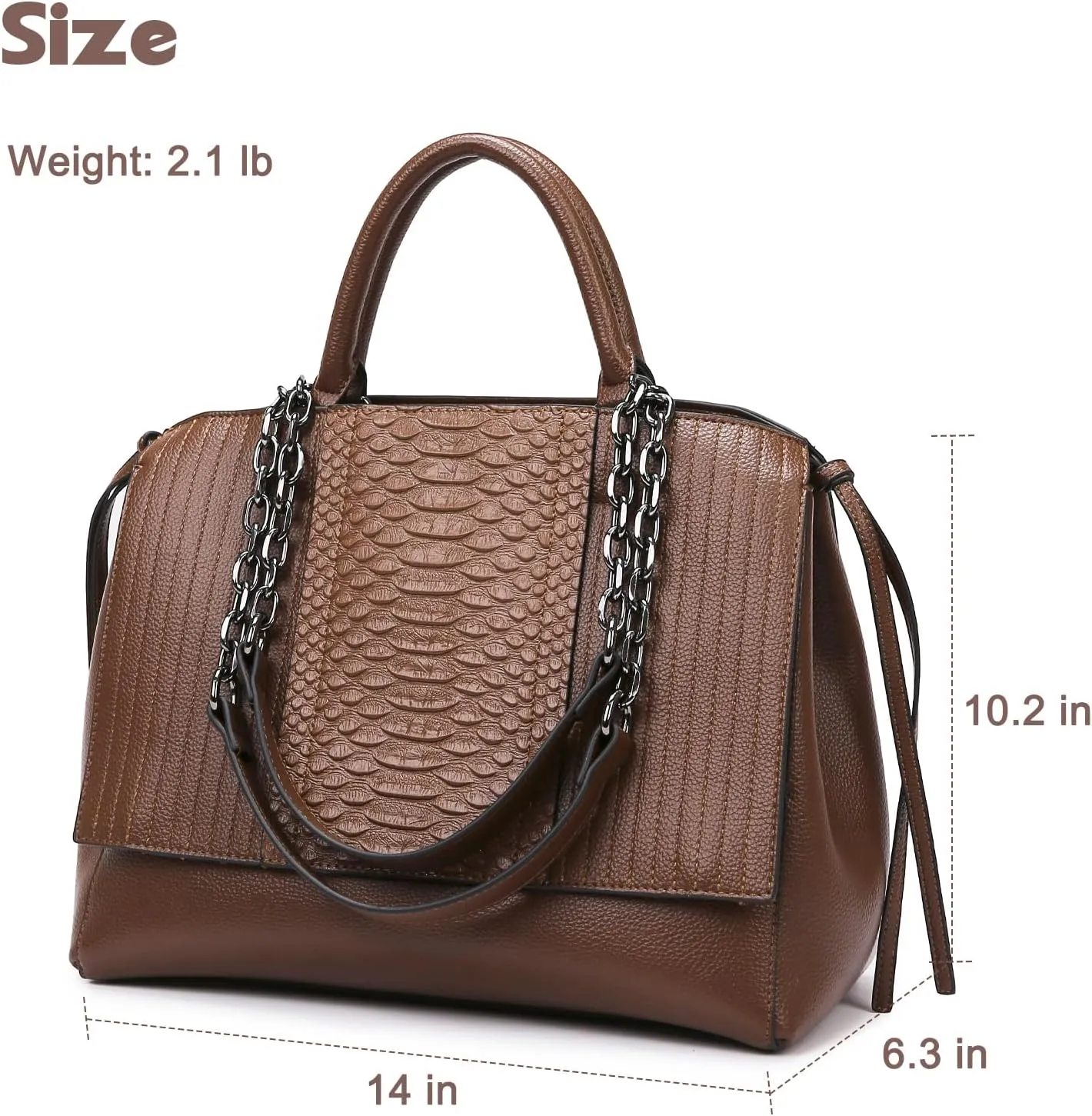 Eslcorri Women Top Handle Tote Bags Crocodile Ladies Satchel Chain Purse Medium Shoulder Handbag PU Leather Elegant Hobo Bag