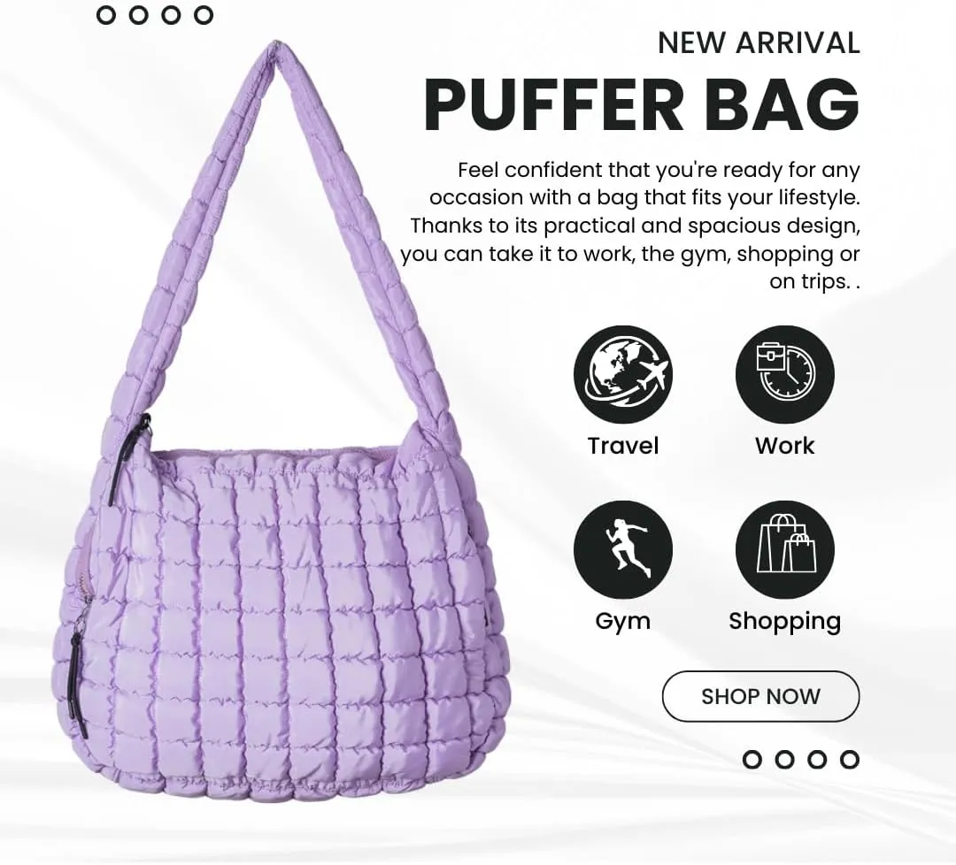 Essentiem - Puffer tote bag for women, puffer bag, quilted purses, quilted puffer tote bag, quilted crossbody bags for women