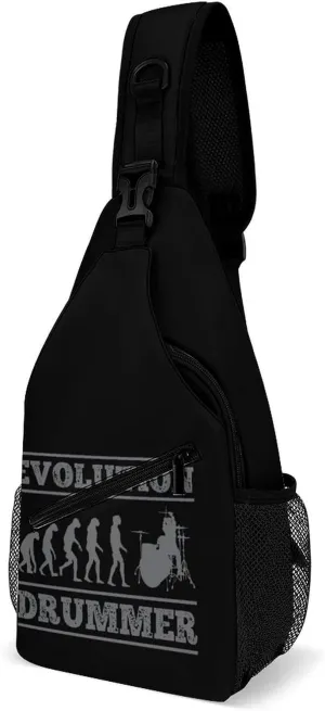 Evolution Drummer Printed Crossbody Bags Casual Sling Backpack with Adjustable Strap for Women Men