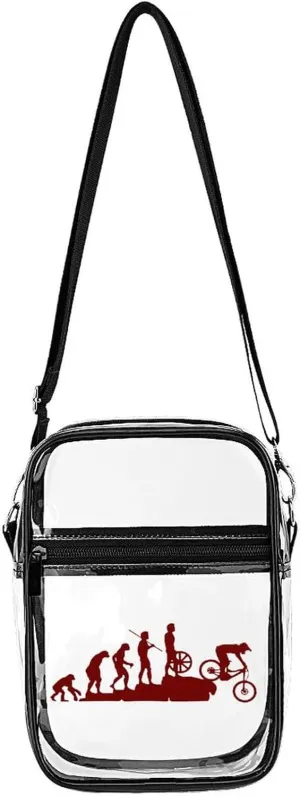 Evolution Mountain Bike Unisex Small Crossbody Bags Transparent Shoulder Bag Adjustable Strap Sling Bag