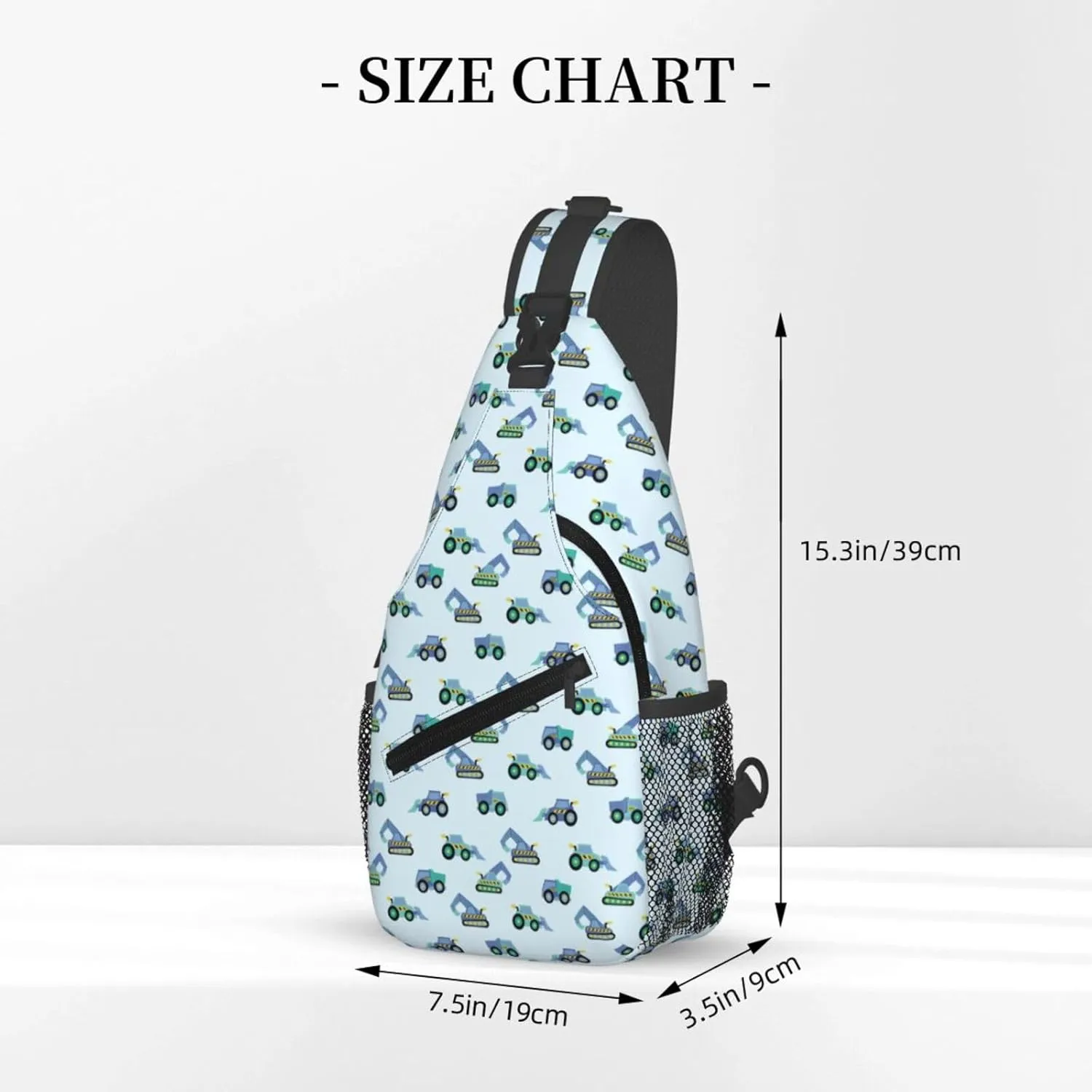 Excavator American Flag Crossbody Bag Adjustable Sling Bag Casual Chest Bags Travel Shoulder Backpack