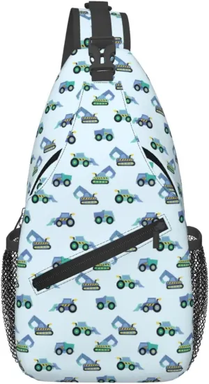 Excavator American Flag Crossbody Bag Adjustable Sling Bag Casual Chest Bags Travel Shoulder Backpack