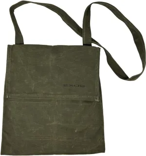 Exos Waxed Canvas Haversack, Bushcraft Shoulder Bag, Canvas Messenger Bag, Water-Resistant and Durable Gardening and Foraging Satchel - 12" x 14", Antique Olive Small