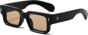 EYLRIM Thick Frame Square Sunglasses for Women Men Chunky Rectangle Sun Glasses Black Shades UV400 Protection