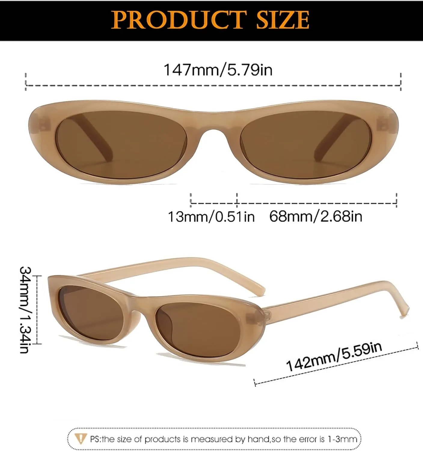 EYLRIM Trend Narrow Cat Eye Sunglasses for Women Fashion Small Oval Sun Glasses Black Shades