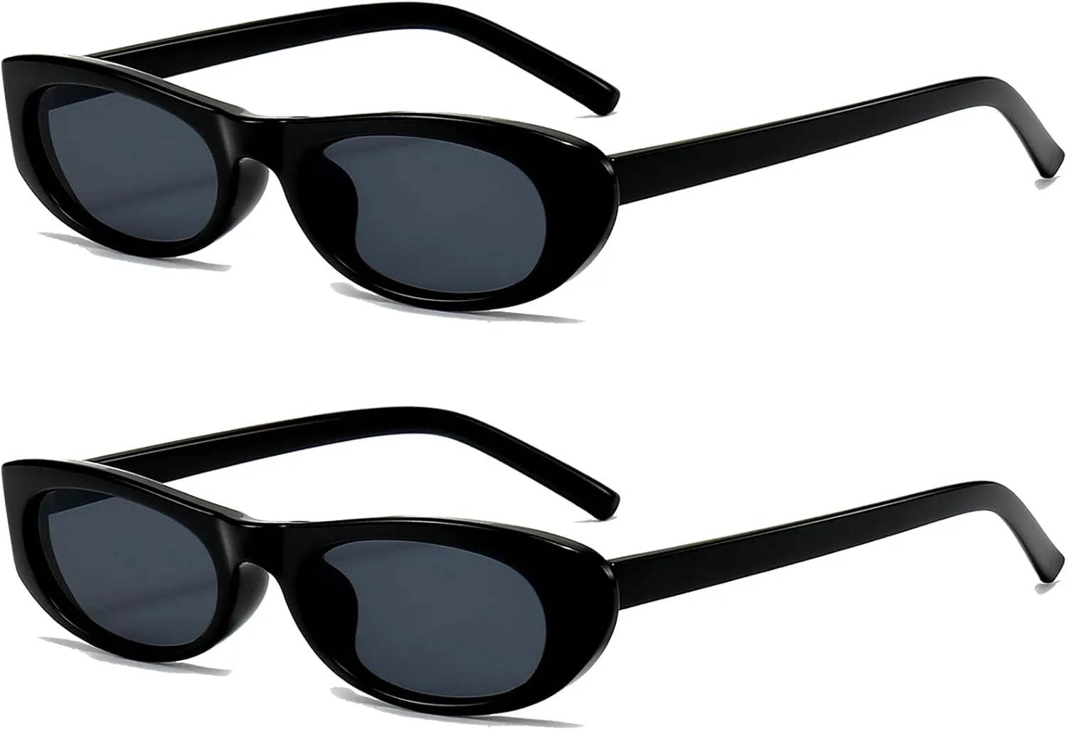 EYLRIM Trend Narrow Cat Eye Sunglasses for Women Fashion Small Oval Sun Glasses Black Shades