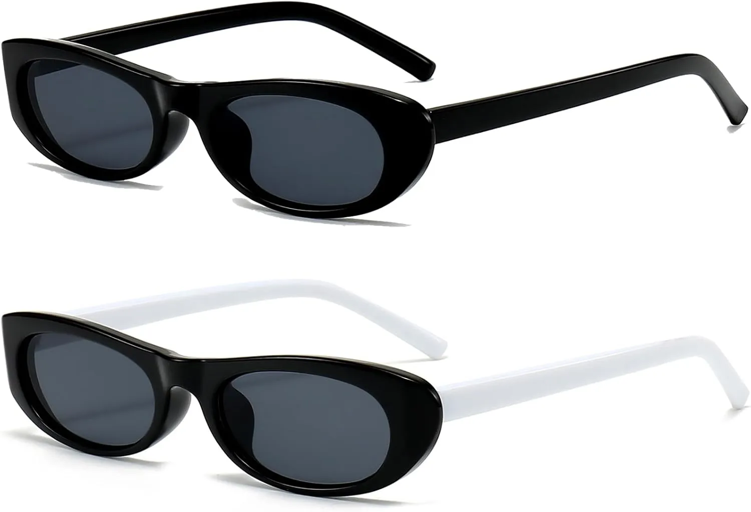 EYLRIM Trend Narrow Cat Eye Sunglasses for Women Fashion Small Oval Sun Glasses Black Shades