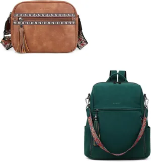 FADEON Crossbody Bags Purses for Women and Leather Backpack Purse