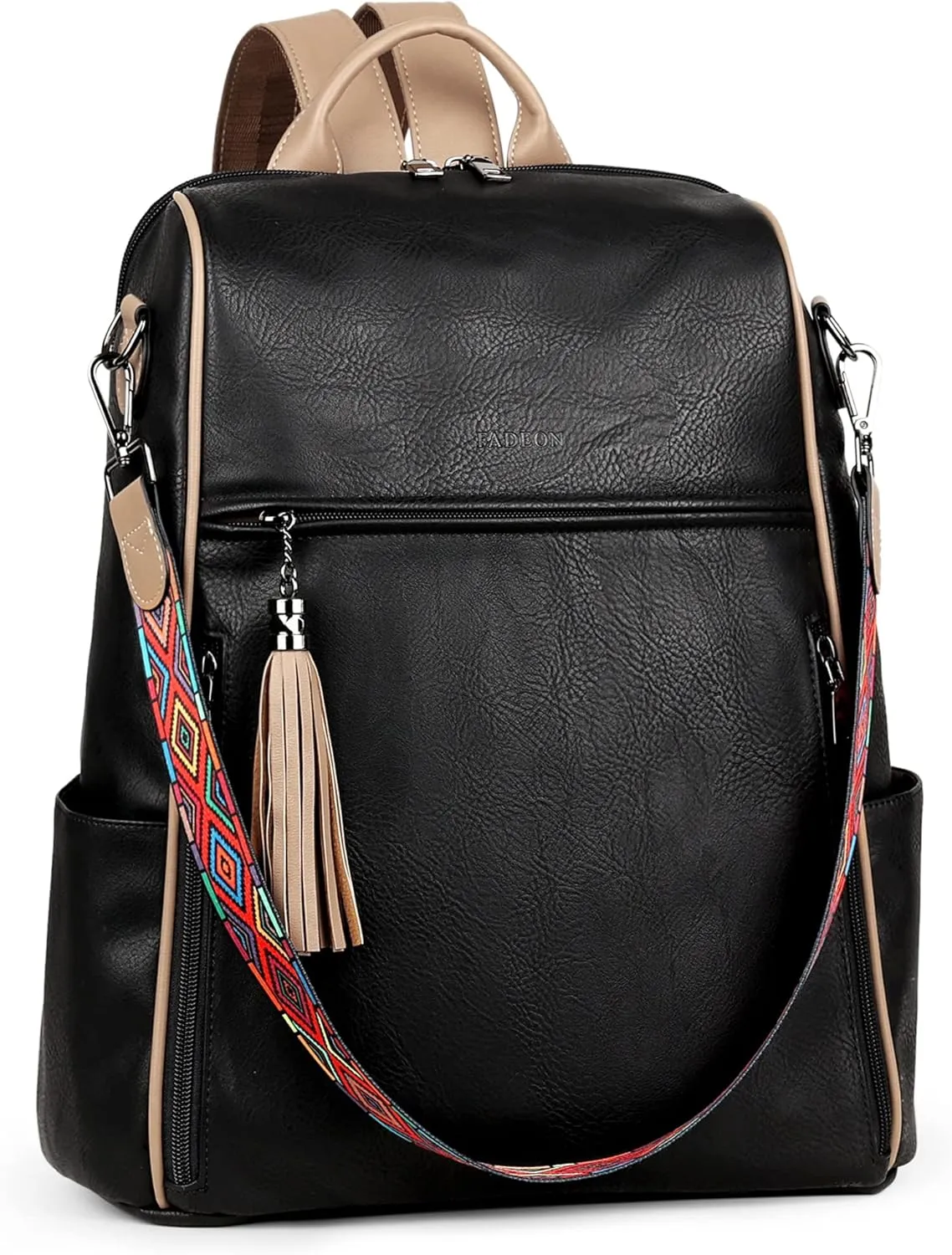 FADEON Laptop Backpack Purse for Women Large Designer PU Leather Laptop Bag, Ladies Computer Shoulder Bags