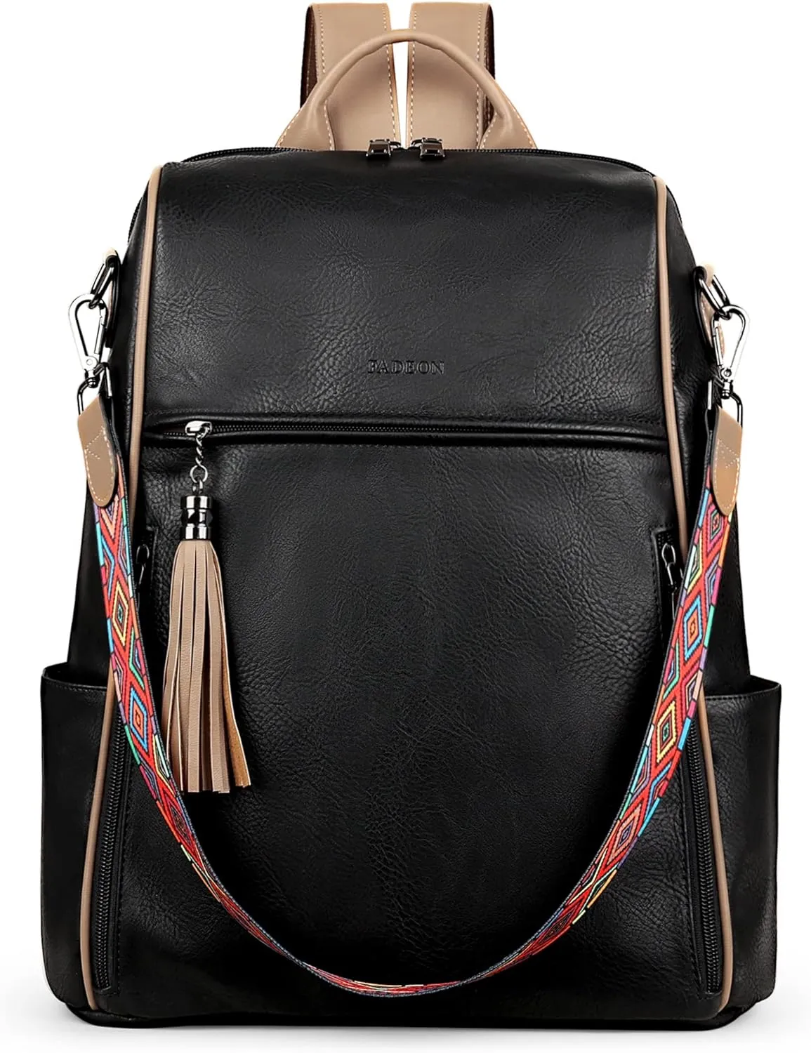 FADEON Laptop Backpack Purse for Women Large Designer PU Leather Laptop Bag, Ladies Computer Shoulder Bags