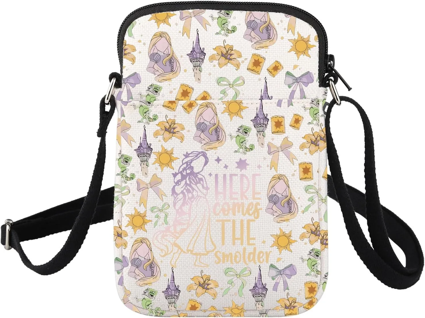 Fairy Tale Princess Gifts Long Hair Princess Crossbody Bag Fairy Tale Princess Sling Cell Phone Purse with Adjustable Strap