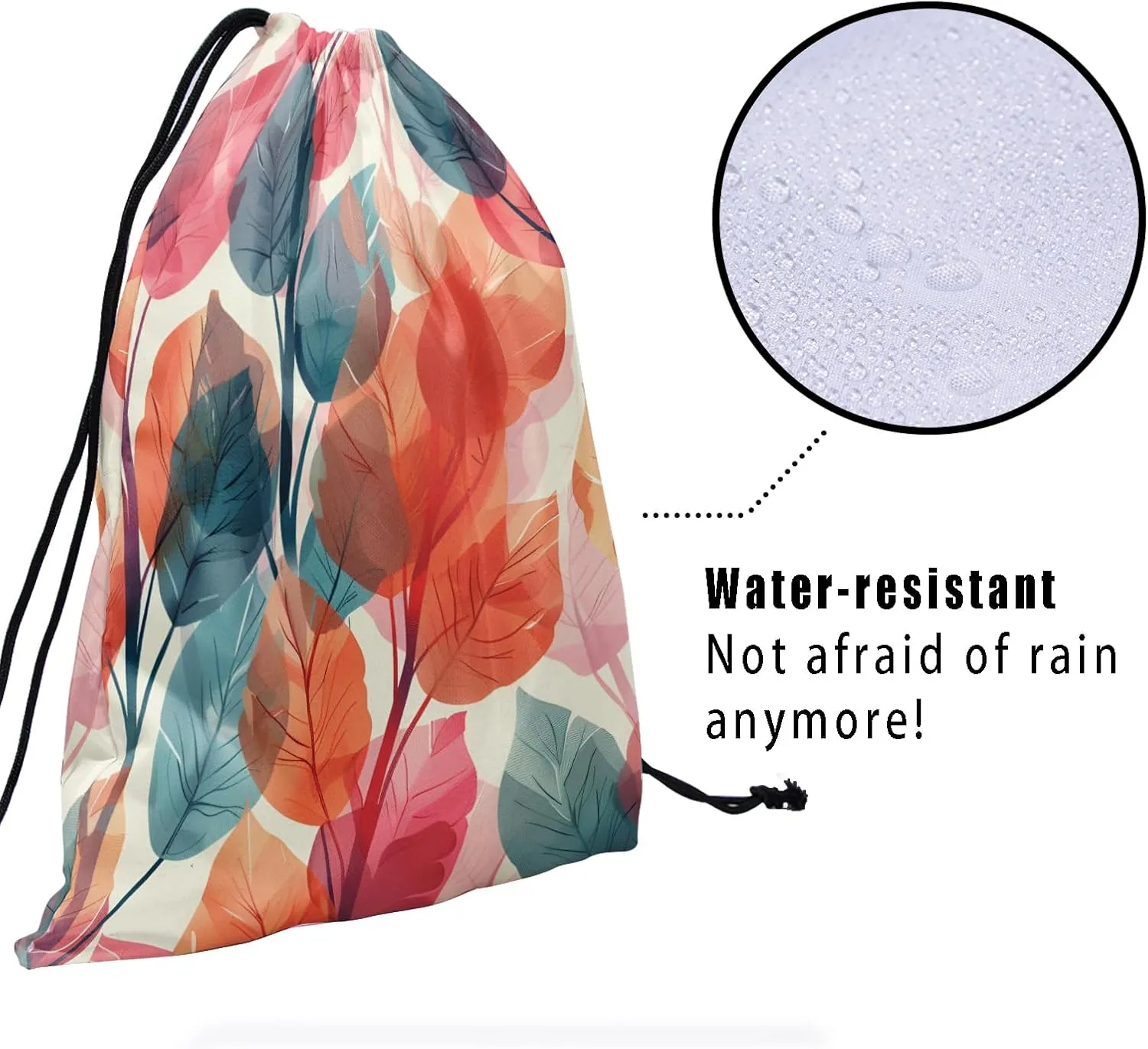 Fall Leaf Gymnastics Grip Bag Watercolor Leaves Drawstring Grip Bag for Gymnast Adjustable Gym Pouch Bags