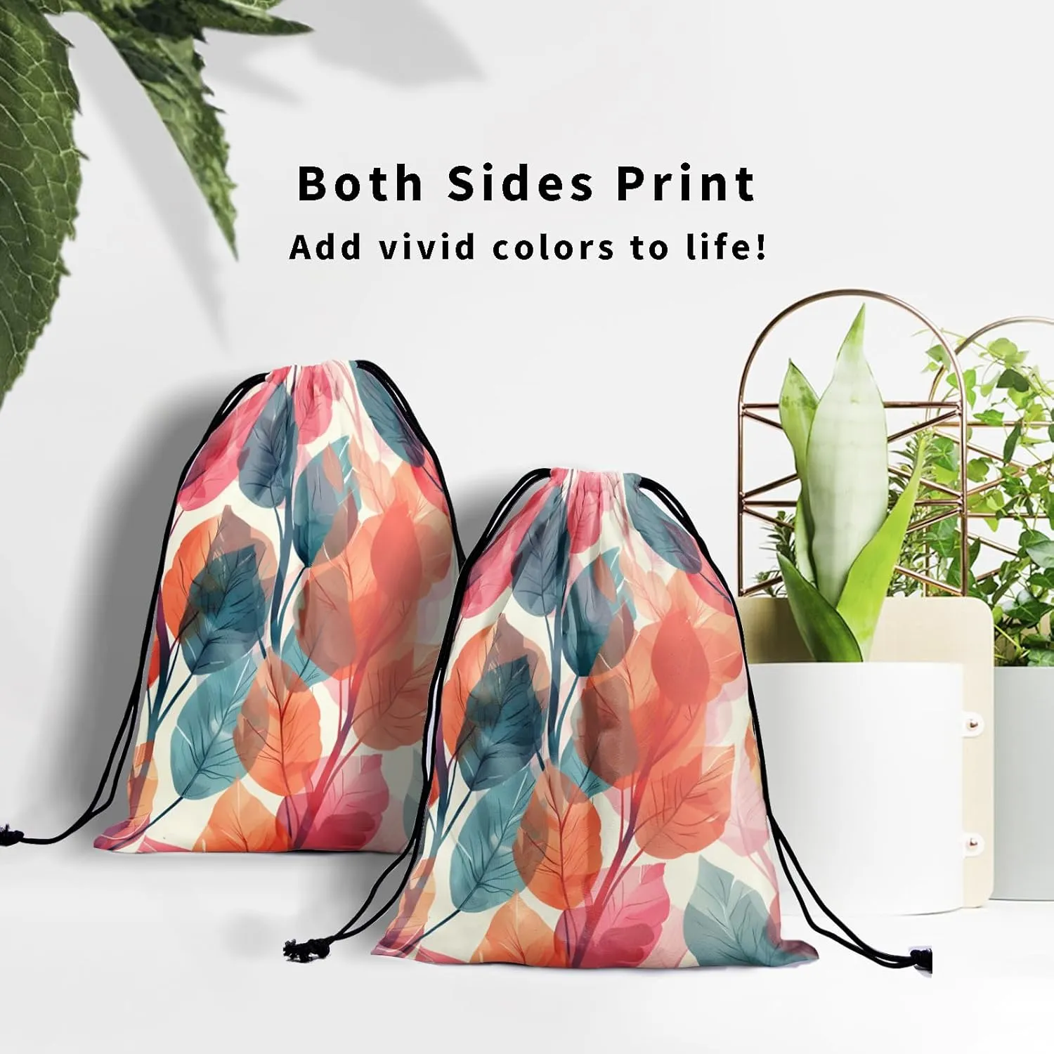Fall Leaf Gymnastics Grip Bag Watercolor Leaves Drawstring Grip Bag for Gymnast Adjustable Gym Pouch Bags