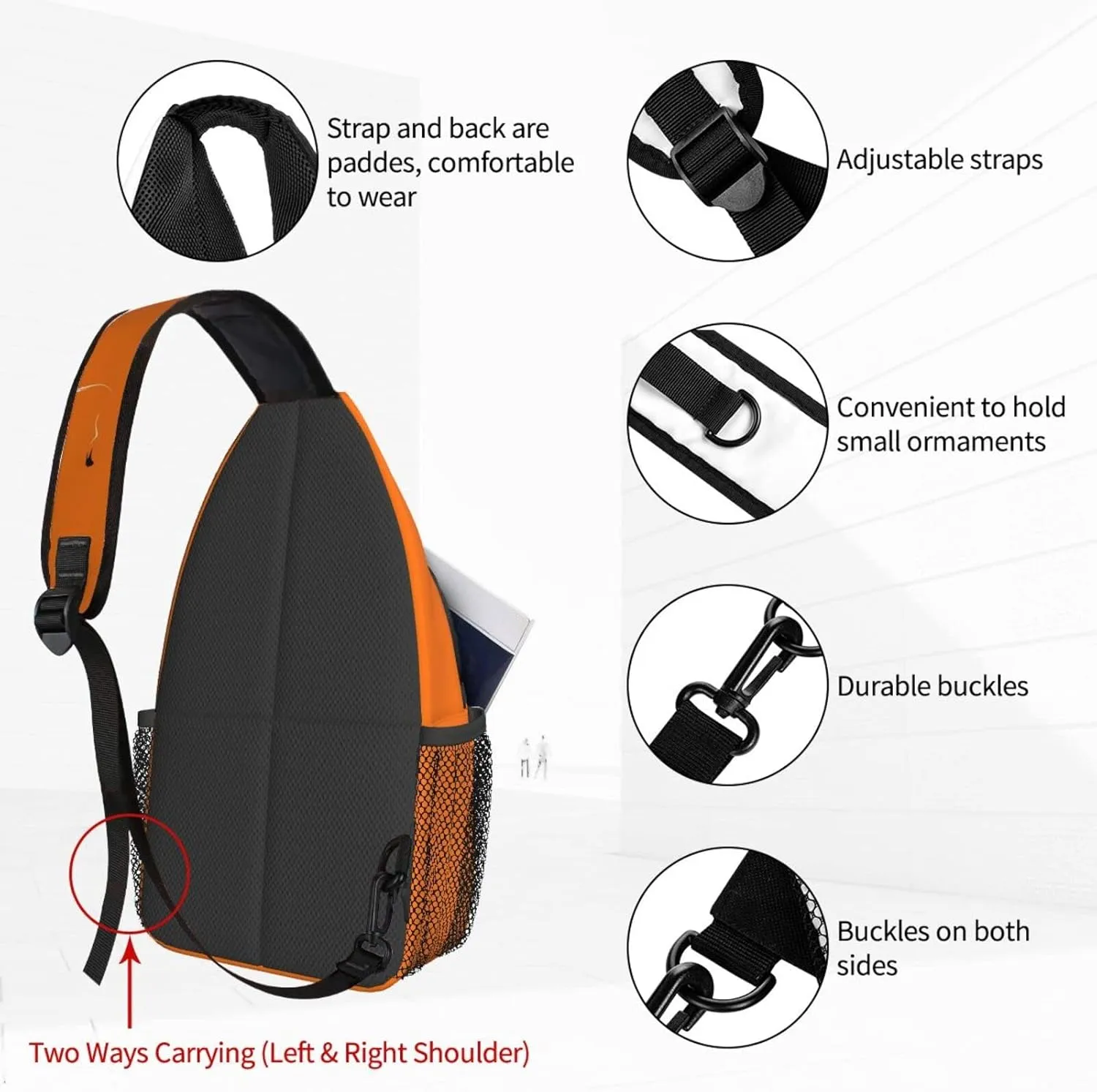 Famame Orange Fox Sling Backpack Chest Bag Crossbody Shoulder Bag Gym Cycling Travel Hiking Daypack For Men Women Multicolor 27