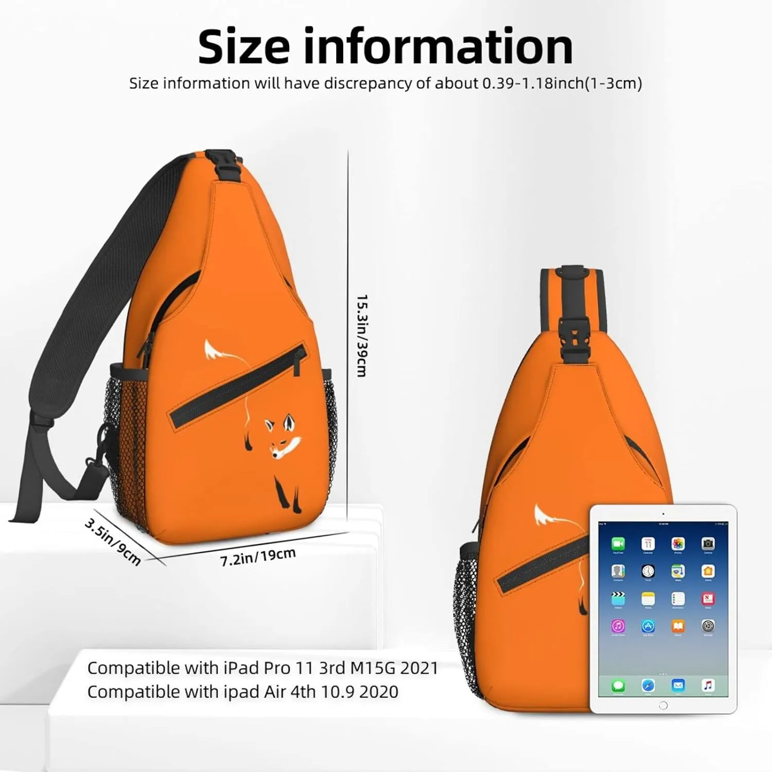 Famame Orange Fox Sling Backpack Chest Bag Crossbody Shoulder Bag Gym Cycling Travel Hiking Daypack For Men Women Multicolor 27