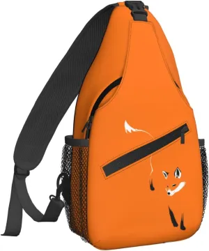 Famame Orange Fox Sling Backpack Chest Bag Crossbody Shoulder Bag Gym Cycling Travel Hiking Daypack For Men Women Multicolor 27