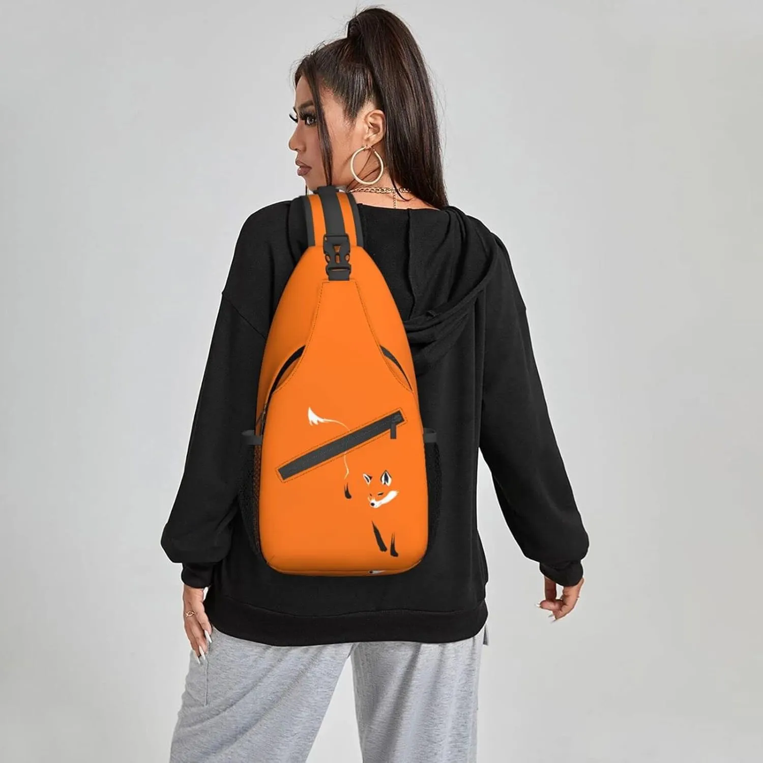 Famame Orange Fox Sling Backpack Chest Bag Crossbody Shoulder Bag Gym Cycling Travel Hiking Daypack For Men Women Multicolor 27