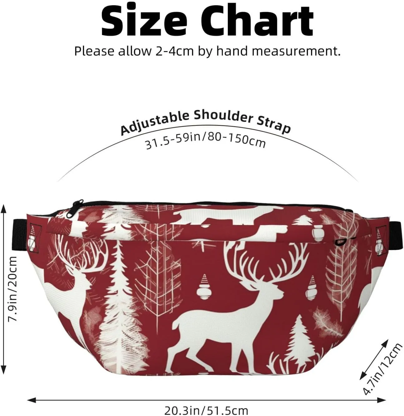 Fanny Pack for Men Women Christmas Deer Belt Bag with Adjustable Strap Fashion Waist Bag Waist Pack for Travel