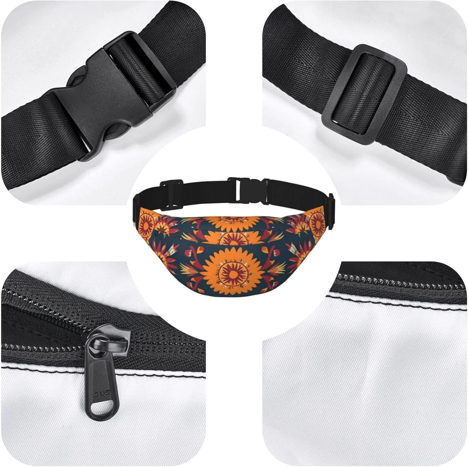 Fanny Pack for Men Women Mexican Folk Art Patterns Belt Bag with Adjustable Strap Fashion Waist Bag Waist Pack for Travel