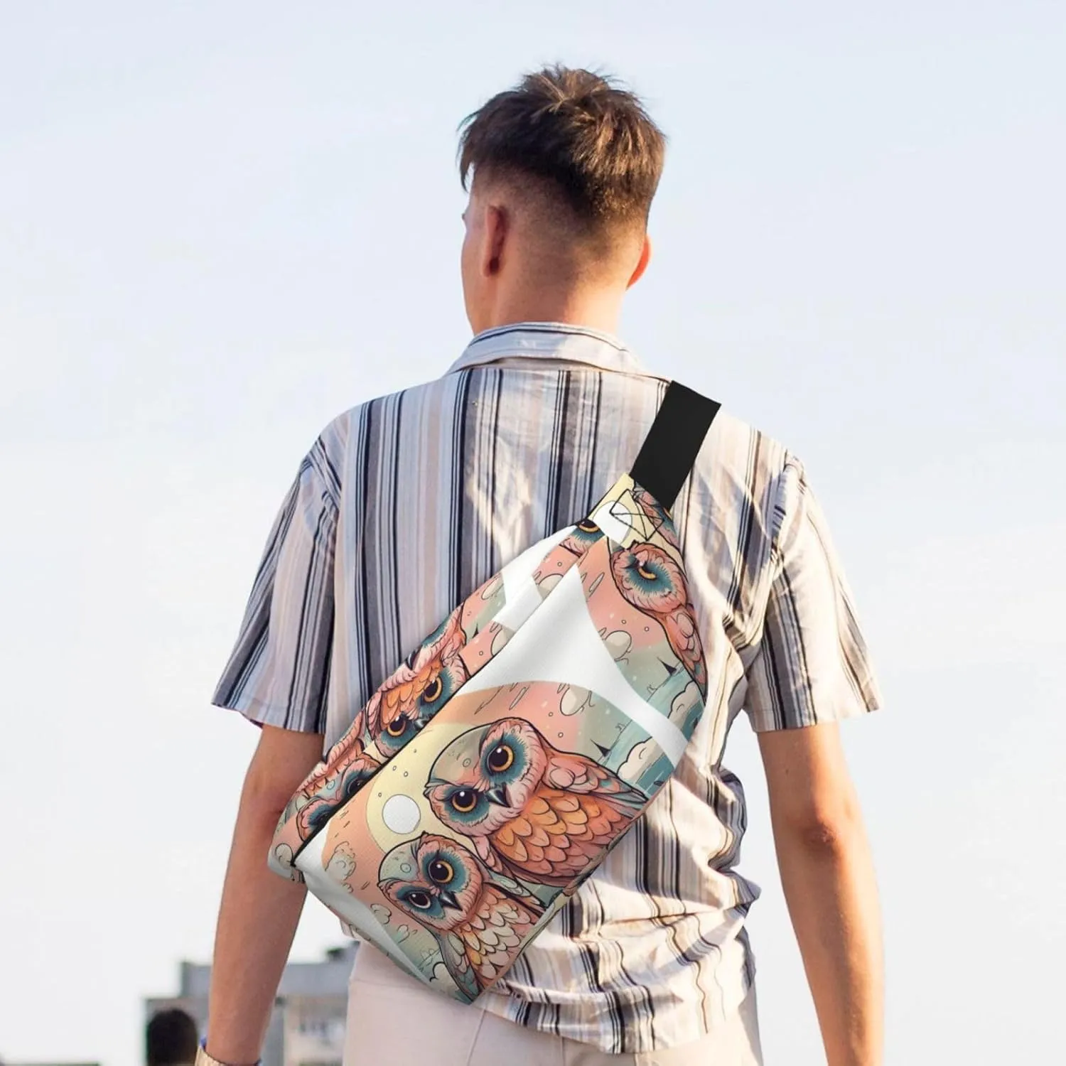 Fanny Pack for Men Women Two Owls on the Water Belt Bag with Adjustable Strap Fashion Waist Bag Waist Pack for Travel