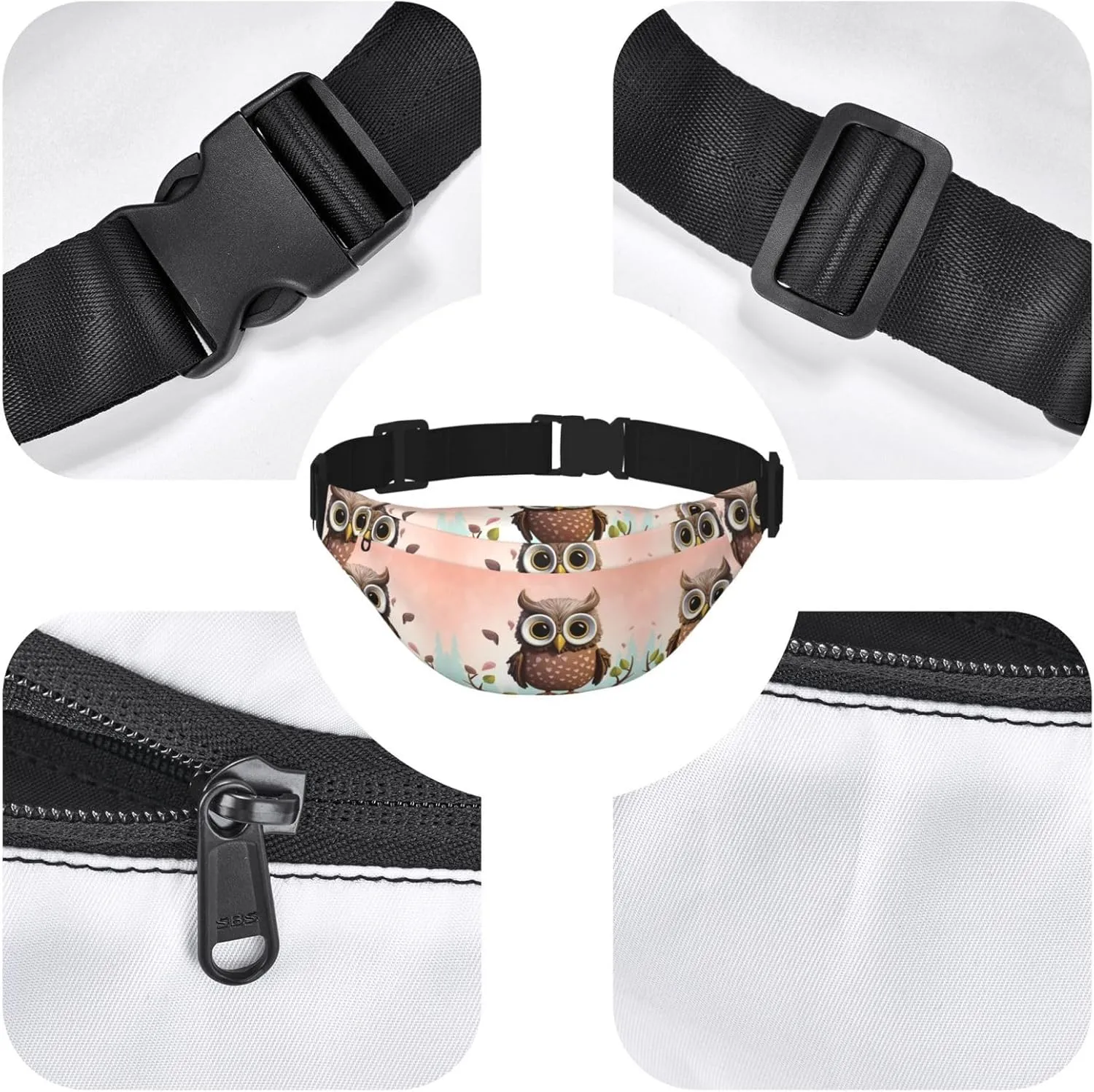 Fanny Pack for Women Men Owl Lover Waist Bag Waterproof Belt Bag with Adjustable Strap
