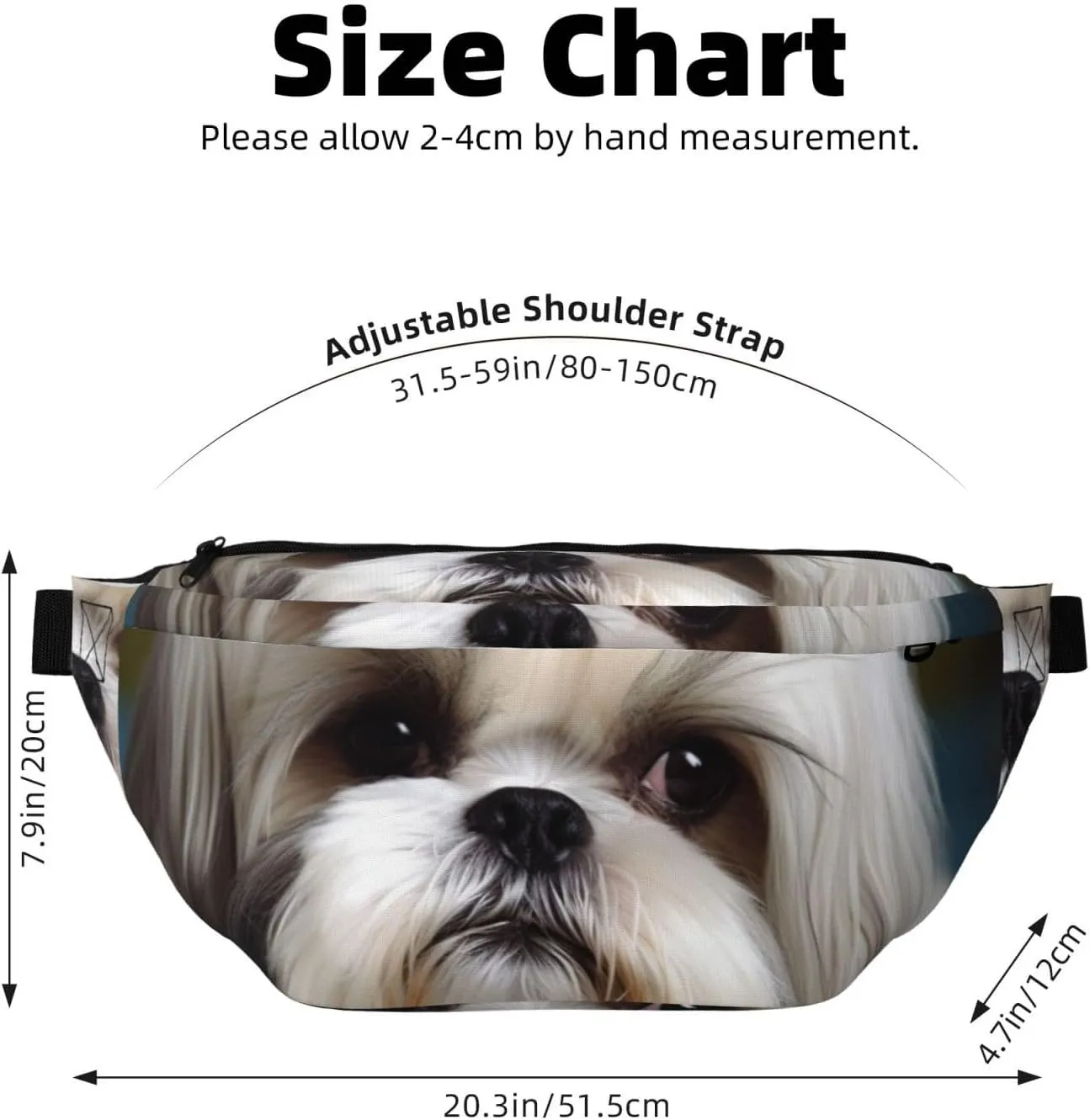 Fanny Pack for Women Men Waist Bag Waterproof Shih Tzu Dog Belt Bag with Adjustable Strap