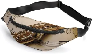 Fanny Packs for Women Portable Waist Pack Adjustable Belt Bum Bag Flute Music Hip Bags for Travel