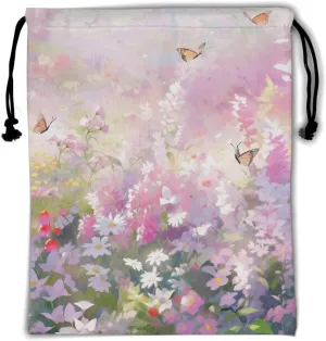 Fantasy Daisies Drawstring Grip Bag - Flowers Gymnastics Bag Pouch Spring Summer Floral Butterfly String Bag for Gym Sports Storage