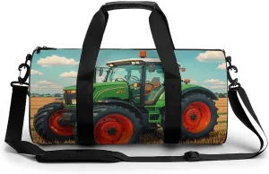 Fantasy Farm Tractor Gym Bag Small Travel Duffle Bag with Compartment Carry On Weekender Bag for Women Men