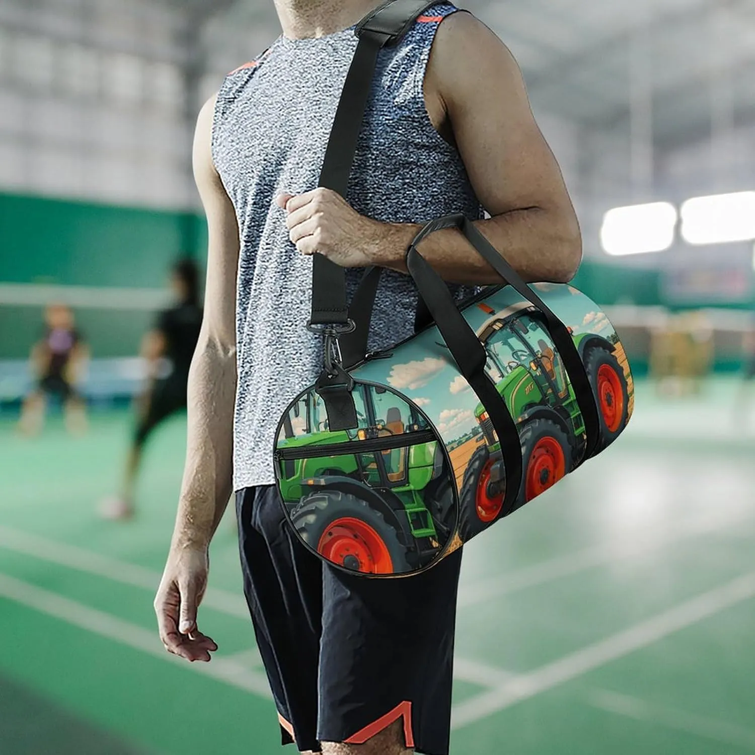 Fantasy Farm Tractor Gym Bag Small Travel Duffle Bag with Compartment Carry On Weekender Bag for Women Men